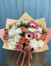Букет цветов из:  Розы, Герберы и Хризантемы #REPLACE_PRED# Новоникольское