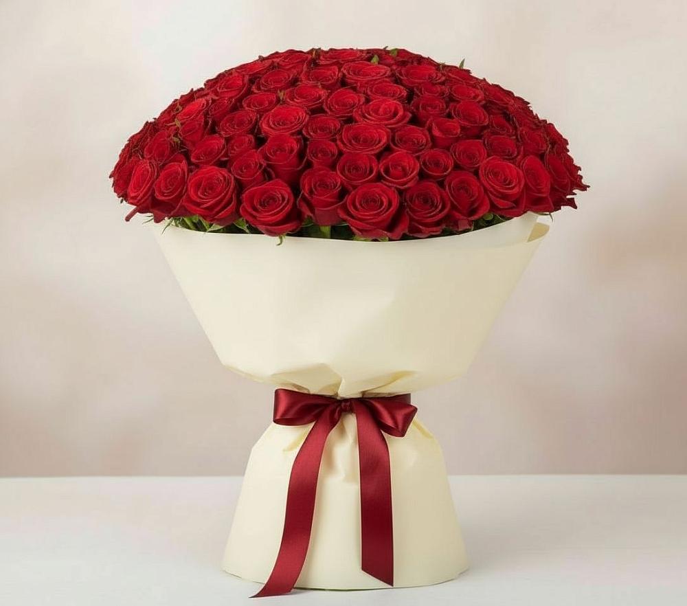 Букет 101 Красная роза Милано в Новоникольское
