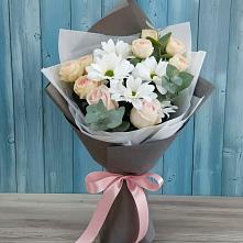 Букет цветов из:  Хризантемы и Розы в Новоникольское