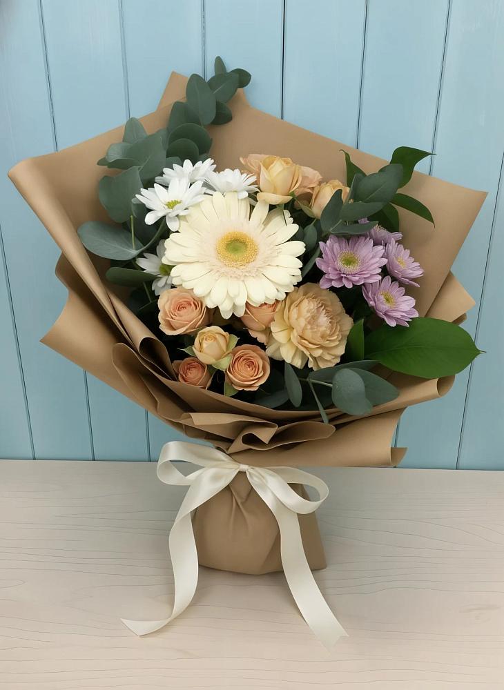 Букет цветов из: Герберы и Хризантемы в Новоникольское