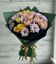 Букет цветов из:  Хризантемы и Розы #REPLACE_PRED# Новоникольское