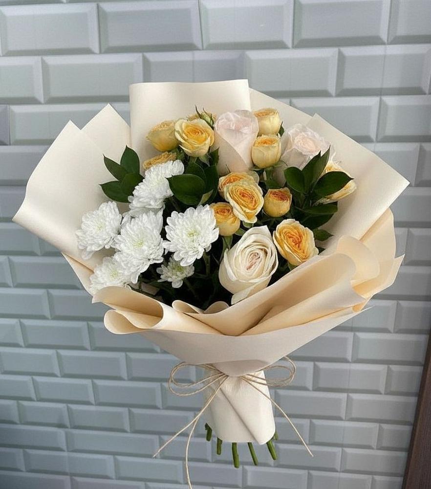 Букет цветов из: Розы и Хризантемы в Новоникольское