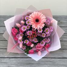 Букет цветов из:  Розы, Герберы и Хризантемы #REPLACE_PRED# Новоникольское