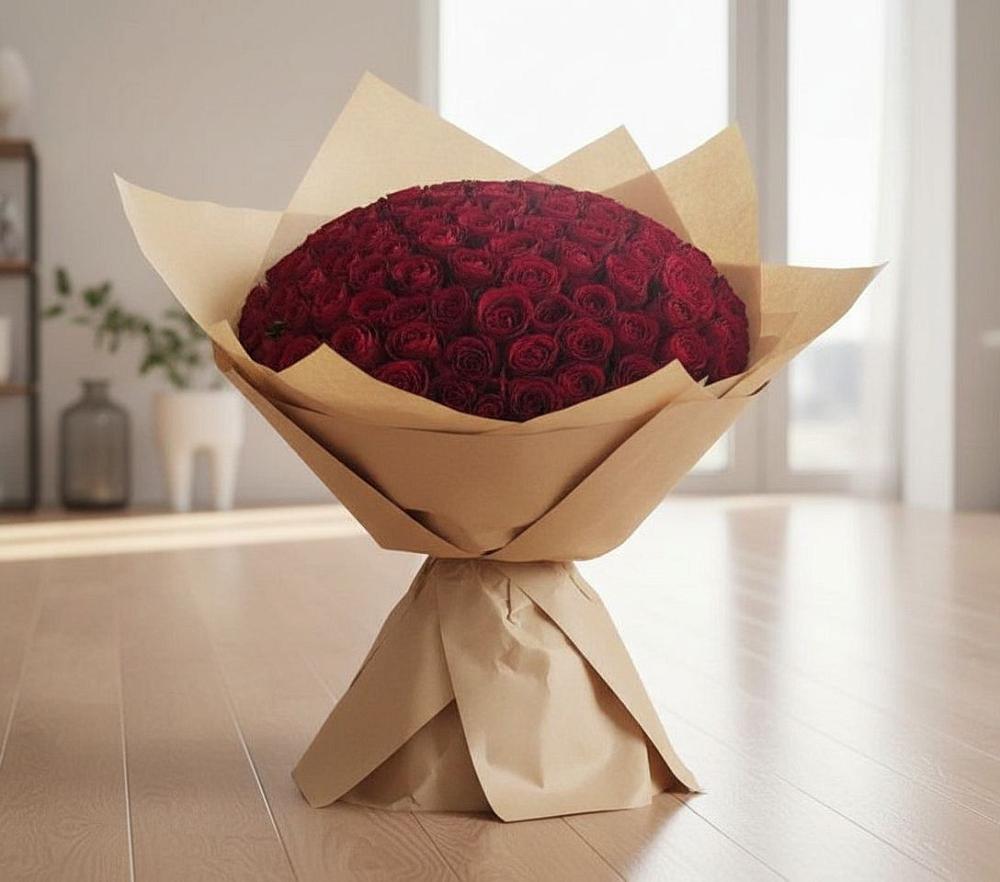 Букет 101 Красная роза в Новоникольское