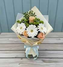 Букет цветов из:  Герберы, Розы и Хризантемы #REPLACE_PRED# Новоникольское