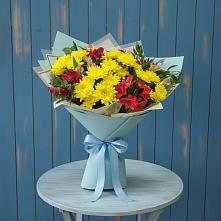 Букет цветов из:  Альстромерии и Хризантемы в Новоникольское