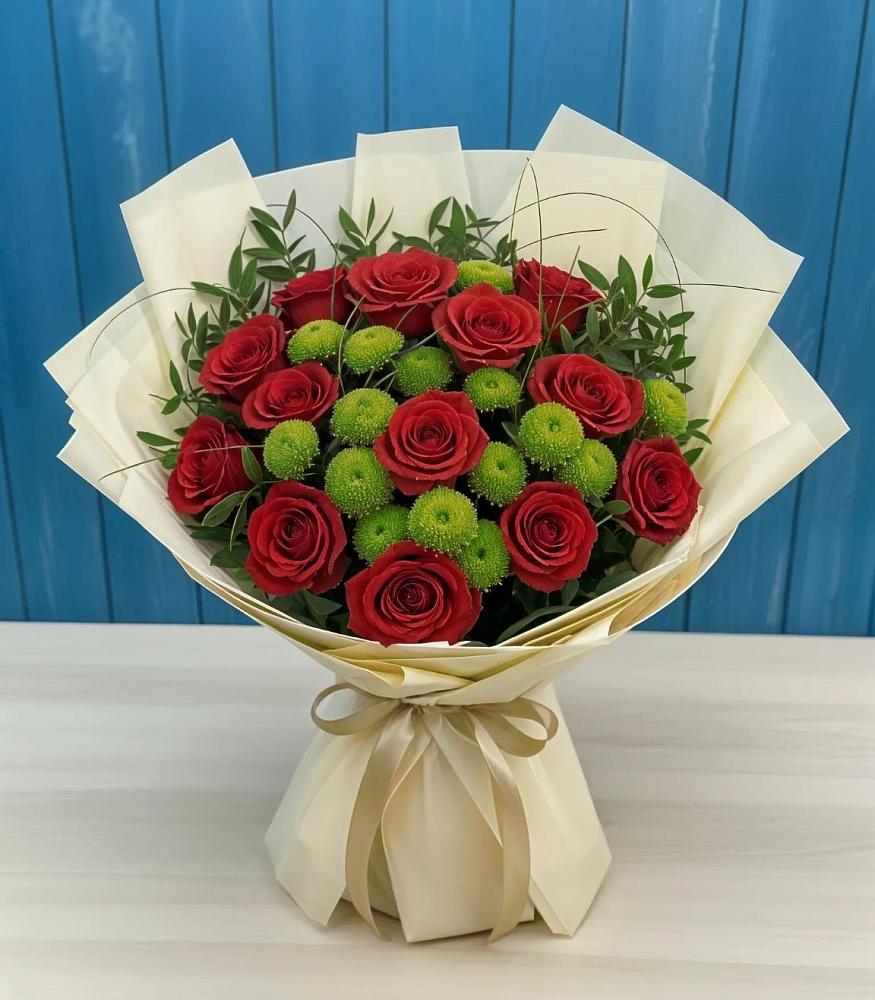 Букет цветов из: Розы и Хризантемы в Новоникольское