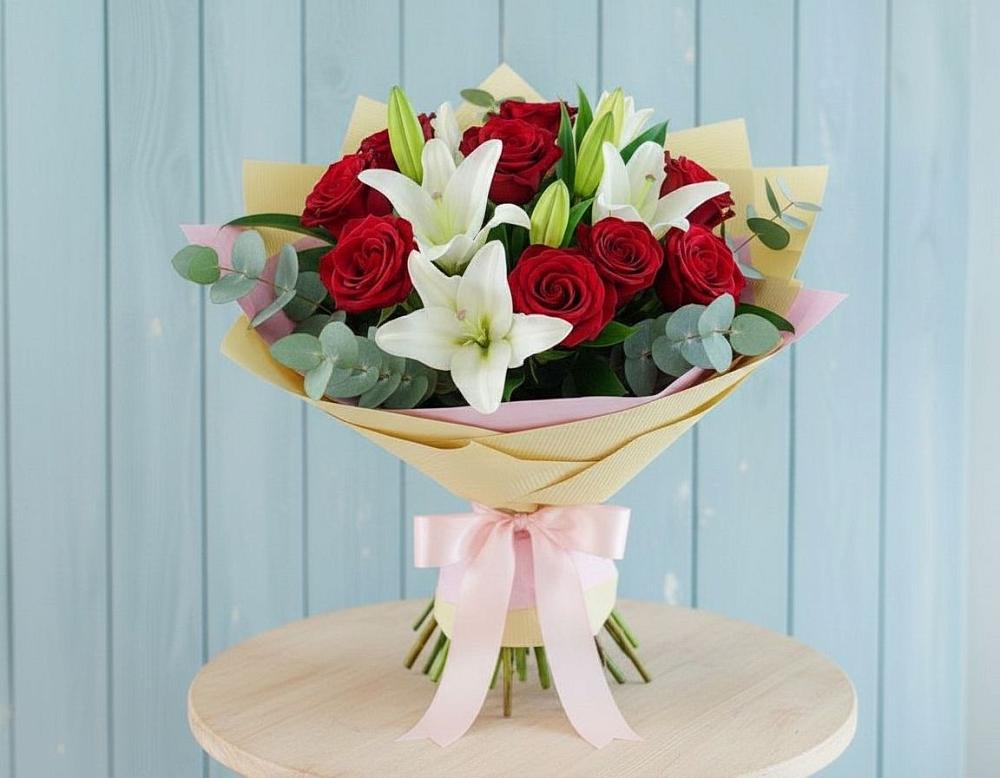 Букет цветов из: Лилии и Розы в Новоникольское